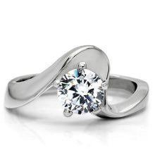 Load image into Gallery viewer, TK172 - High polished (no plating) Stainless Steel Ring with AAA Grade CZ  in Clear