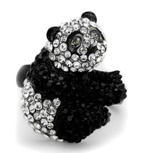 Load image into Gallery viewer, TK1735 - Two-Tone IP Black Stainless Steel Ring with Top Grade Crystal  in Black Diamond