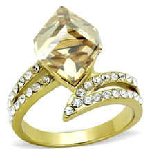 Load image into Gallery viewer, TK1745 - IP Gold(Ion Plating) Stainless Steel Ring with Top Grade Crystal  in Champagne