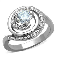 Load image into Gallery viewer, TK1746 - High polished (no plating) Stainless Steel Ring with AAA Grade CZ  in Clear