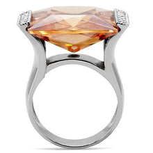 Load image into Gallery viewer, TK174 - High polished (no plating) Stainless Steel Ring with AAA Grade CZ  in Champagne