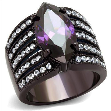 TK1752DC - IP Dark Brown (IP coffee) Stainless Steel Ring with AAA Grade CZ  in Amethyst