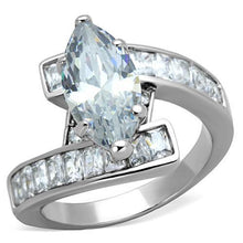 Load image into Gallery viewer, TK1754 - High polished (no plating) Stainless Steel Ring with AAA Grade CZ  in Clear