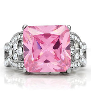 TK175 - High polished (no plating) Stainless Steel Ring with AAA Grade CZ  in Rose