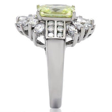 Load image into Gallery viewer, TK176 - High polished (no plating) Stainless Steel Ring with AAA Grade CZ  in Apple Green color