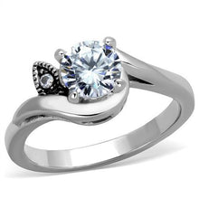 Load image into Gallery viewer, TK1776 - High polished (no plating) Stainless Steel Ring with AAA Grade CZ  in Clear