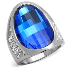 Load image into Gallery viewer, TK1778 - High polished (no plating) Stainless Steel Ring with Synthetic Synthetic Glass in Capri Blue