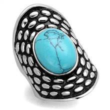 Load image into Gallery viewer, TK1780 - High polished (no plating) Stainless Steel Ring with Synthetic Turquoise in Sea Blue