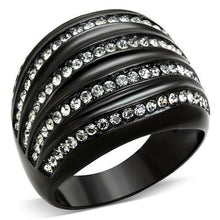 Load image into Gallery viewer, TK1789 - IP Black(Ion Plating) Stainless Steel Ring with Top Grade Crystal  in Black Diamond