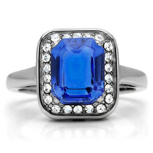 Load image into Gallery viewer, TK178 - High polished (no plating) Stainless Steel Ring with Top Grade Crystal  in Sapphire