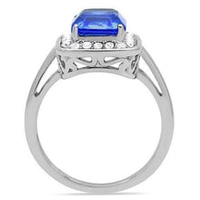 Load image into Gallery viewer, TK178 - High polished (no plating) Stainless Steel Ring with Top Grade Crystal  in Sapphire