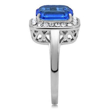 Load image into Gallery viewer, TK178 - High polished (no plating) Stainless Steel Ring with Top Grade Crystal  in Sapphire