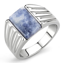 Load image into Gallery viewer, TK1799 - High polished (no plating) Stainless Steel Ring with Semi-Precious Sodalite in Capri Blue