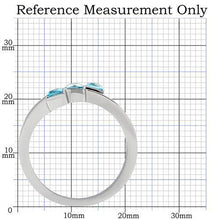 Load image into Gallery viewer, TK180 - High polished (no plating) Stainless Steel Ring with Synthetic Synthetic Glass in Sea Blue