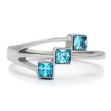 Load image into Gallery viewer, LOTK180 - High polished (no plating) Stainless Steel Ring with Synthetic Synthetic Glass in Sea Blue