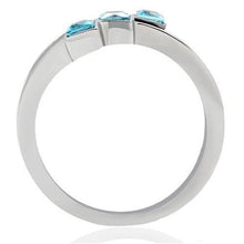 Load image into Gallery viewer, TK180 - High polished (no plating) Stainless Steel Ring with Synthetic Synthetic Glass in Sea Blue