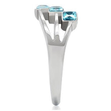 Load image into Gallery viewer, TK180 - High polished (no plating) Stainless Steel Ring with Synthetic Synthetic Glass in Sea Blue