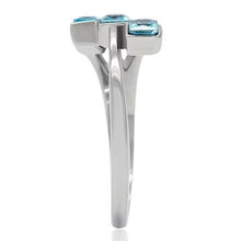 Load image into Gallery viewer, LOTK180 - High polished (no plating) Stainless Steel Ring with Synthetic Synthetic Glass in Sea Blue