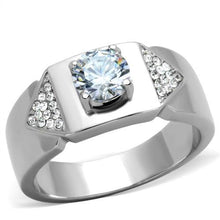 Load image into Gallery viewer, TK1817 High polished (no plating) Stainless Steel Ring with AAA Grade CZ in Clear