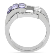 Load image into Gallery viewer, TK181 - High polished (no plating) Stainless Steel Ring with Top Grade Crystal  in Tanzanite