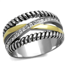 Load image into Gallery viewer, TK1825 - Two-Tone IP Gold (Ion Plating) Stainless Steel Ring with Top Grade Crystal  in Clear