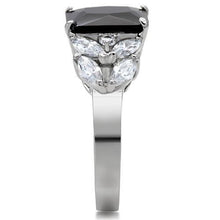 Load image into Gallery viewer, TK182 - High polished (no plating) Stainless Steel Ring with AAA Grade CZ  in Jet