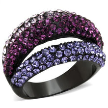 Load image into Gallery viewer, TK1831 - IP Black(Ion Plating) Stainless Steel Ring with Top Grade Crystal  in Multi Color