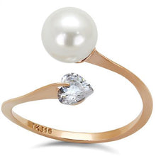 Load image into Gallery viewer, TK1837 - IP Rose Gold(Ion Plating) Stainless Steel Ring with Synthetic Pearl in White