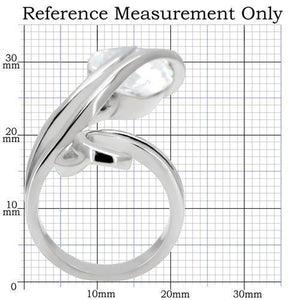 TK183 - High polished (no plating) Stainless Steel Ring with AAA Grade CZ  in Clear