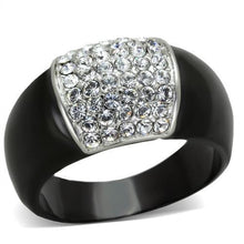 Load image into Gallery viewer, TK1840 - Two-Tone IP Black (Ion Plating) Stainless Steel Ring with Top Grade Crystal  in Clear