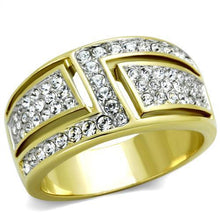 Load image into Gallery viewer, TK1845 - Two-Tone IP Gold (Ion Plating) Stainless Steel Ring with Top Grade Crystal  in Clear