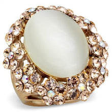 Load image into Gallery viewer, TK1846 - IP Rose Gold(Ion Plating) Stainless Steel Ring with Synthetic Cat Eye in White