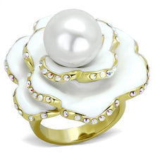 Load image into Gallery viewer, TK1847 - IP Gold(Ion Plating) Stainless Steel Ring with Synthetic Pearl in White