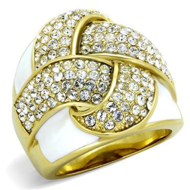 TK1848 - IP Gold(Ion Plating) Stainless Steel Ring with Top Grade Crystal  in Clear