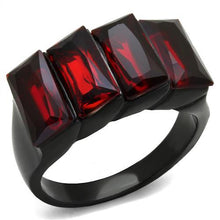 Load image into Gallery viewer, TK1854 - IP Black(Ion Plating) Stainless Steel Ring with Synthetic Synthetic Glass in Siam