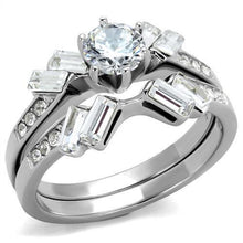 Load image into Gallery viewer, TK1856 - High polished (no plating) Stainless Steel Ring with AAA Grade CZ  in Clear