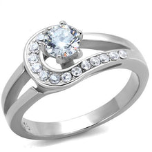 Load image into Gallery viewer, TK1857 - High polished (no plating) Stainless Steel Ring with AAA Grade CZ  in Clear