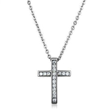 Load image into Gallery viewer, TK1858 - High polished (no plating) Stainless Steel Chain Pendant with AAA Grade CZ  in Clear