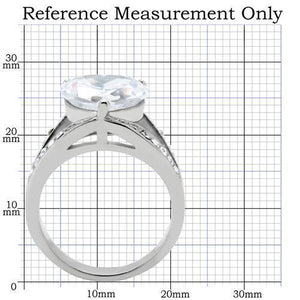 TK185 - High polished (no plating) Stainless Steel Ring with AAA Grade CZ  in Clear