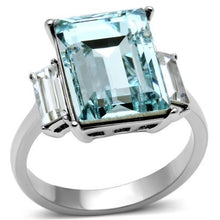 Load image into Gallery viewer, TK1862 - High polished (no plating) Stainless Steel Ring with Top Grade Crystal  in Sea Blue