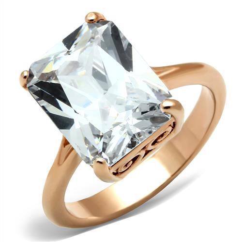 TK1863 - IP Rose Gold(Ion Plating) Stainless Steel Ring with AAA Grade CZ  in Clear