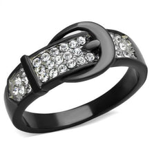 Load image into Gallery viewer, TK1868 - Two-Tone IP Black (Ion Plating) Stainless Steel Ring with Top Grade Crystal  in Clear