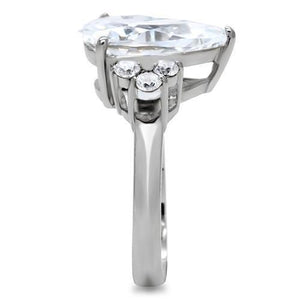 TK186 - High polished (no plating) Stainless Steel Ring with AAA Grade CZ  in Clear