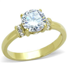 Load image into Gallery viewer, TK1877 - IP Gold(Ion Plating) Stainless Steel Ring with AAA Grade CZ  in Clear