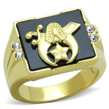 Load image into Gallery viewer, TK1890 - IP Gold(Ion Plating) Stainless Steel Ring with Synthetic Onyx in Jet