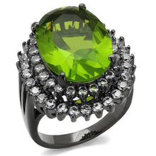 Load image into Gallery viewer, TK1892LJ - IP Light Black  (IP Gun) Stainless Steel Ring with Synthetic Synthetic Glass in Peridot