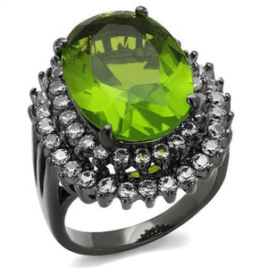 TK1892LJ - IP Light Black  (IP Gun) Stainless Steel Ring with Synthetic Synthetic Glass in Peridot