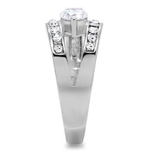 Load image into Gallery viewer, TK189 - High polished (no plating) Stainless Steel Ring with AAA Grade CZ  in Clear