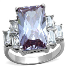 Load image into Gallery viewer, TK1904 - High polished (no plating) Stainless Steel Ring with AAA Grade CZ  in Light Amethyst