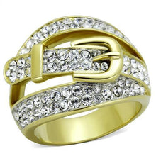 Load image into Gallery viewer, TK1906 - Two-Tone IP Gold (Ion Plating) Stainless Steel Ring with Top Grade Crystal  in Clear